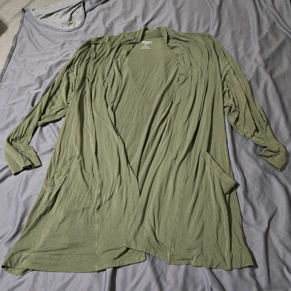 Olive Green Open Front Cardigan - Picture 1 of 7
